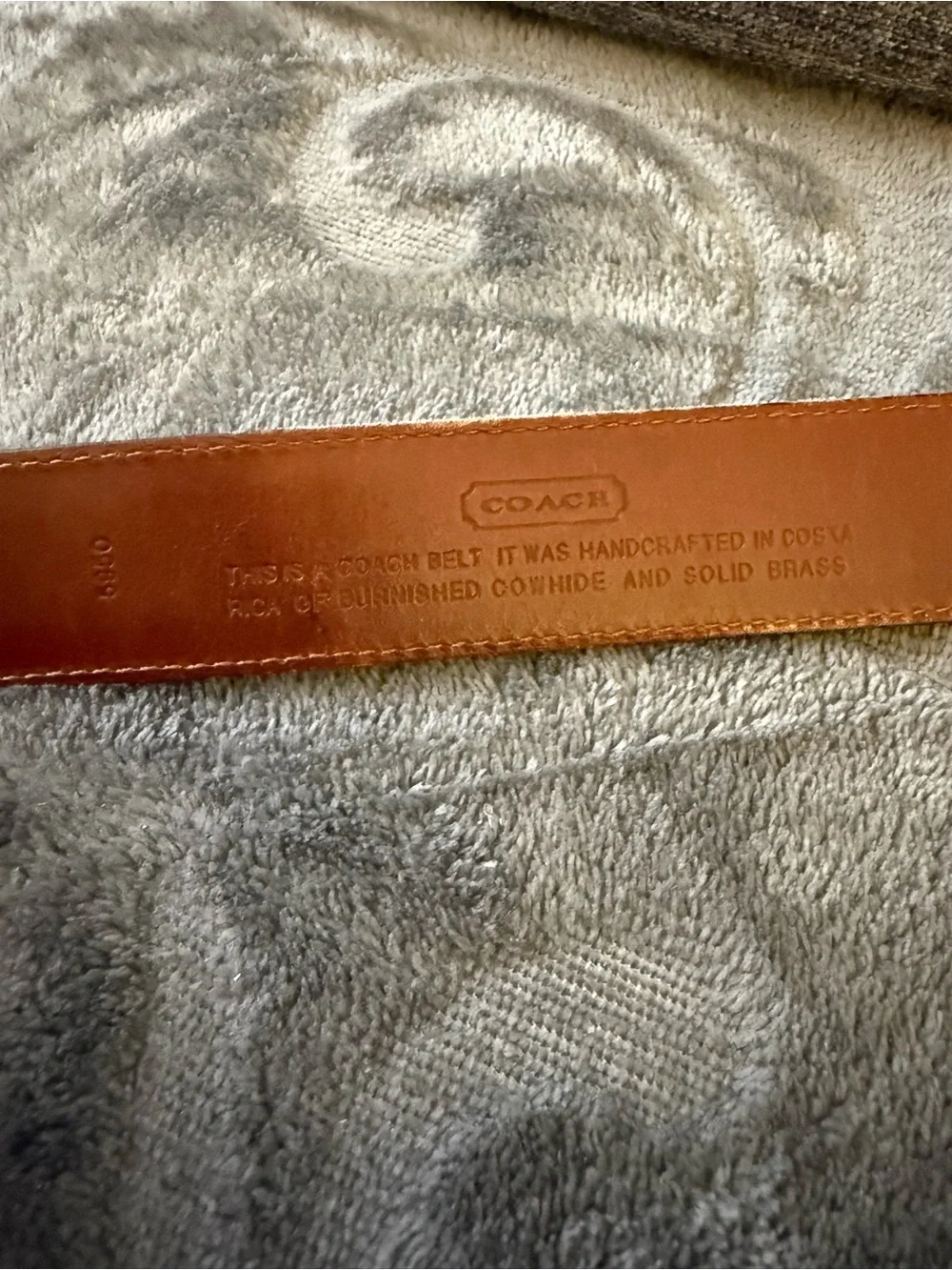 Coach Men's Brown Leather Belt with Brass Buckle 34” waist